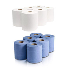 2 Ply Blue & White Centrefeed Rolls – Embossed Kitchen Paper Towels 6 Pack