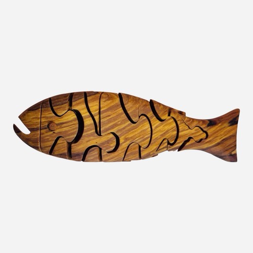 Wooden bass fish - bass, puzzle