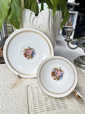 Antique Aynsley English Porcelain Teacup & Saucer Duo Cabbage Rose J A Bailey