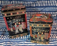 2 x Vintage Tin Tea Caddy