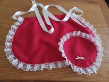 FRENCH MAID WAIST APRON+ CAP - ADULTS 50'S STYLE / MAID PINNY -Hat ROCKY RED