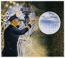 Submarine Commander at Periscope Eric Ravilious WWII print in 10 x 12 mount