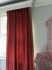 7FT FRENCH PLEATED COUNTRY RED GINGHAM CHECK CURTAINS BESPOKE DESIGNER FLORAL