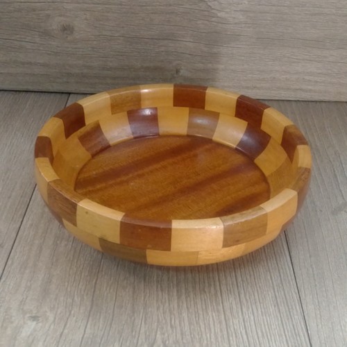 Vintage wooden segmented bowl - vintage,