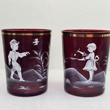 MARY GREGORY Hand Painted Ruby