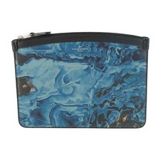 dunhill clutch bag duke marble small zip folio DU19R3850MR472 blue leather men's