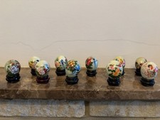 10 Chinese Jade Eggs Hand Painted Porcelain