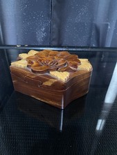 Carved Wooden Magic Jewelry Trinket Puzzle Box Preloved Free Postage