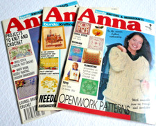 Lot of 3 Vintage 1988/93 Issues of Burda ANNA Knitting & Needlecraft Magazines