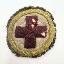 Genuine WW1 RAMC Medical Orderly Stretcher Bearer Cloth Badge Khaki Pattern