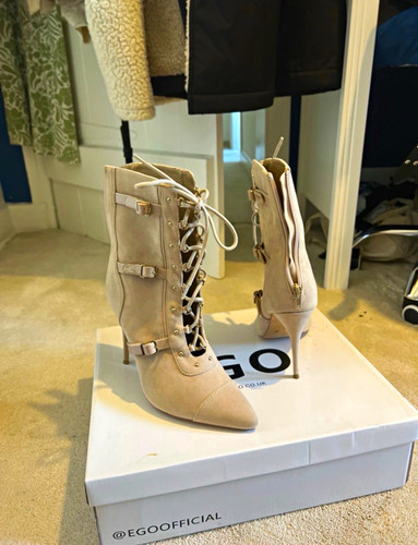 Ego beige suede ankle bootie - suede,