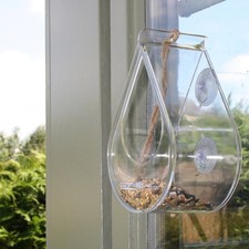 Wildlife World Dewdrop Clear Window Bird Feeder with Feeding Tray