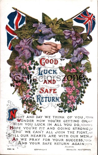 Ww1 postcard good luck safe - luck,