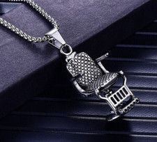 Unusual Detailed Alloy Barbers / Hairdressers Chair  Pendant and Necklace
