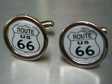 AMERICAN ROUTE 66 SIGN NEW CHROME FINISH CUFFLINKS