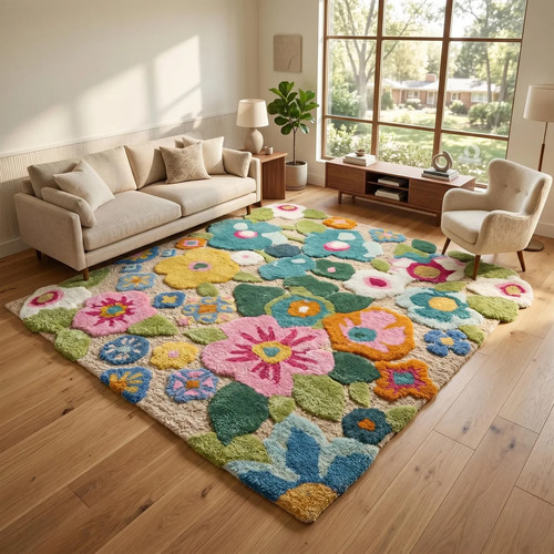 Hand tufted floral - tufted,