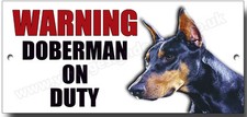 WARNING DOBERMAN ON DUTY METAL