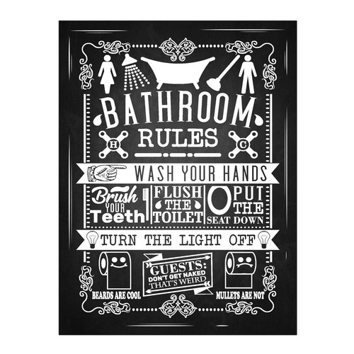 Bathroom rules quote metal - quote, tin