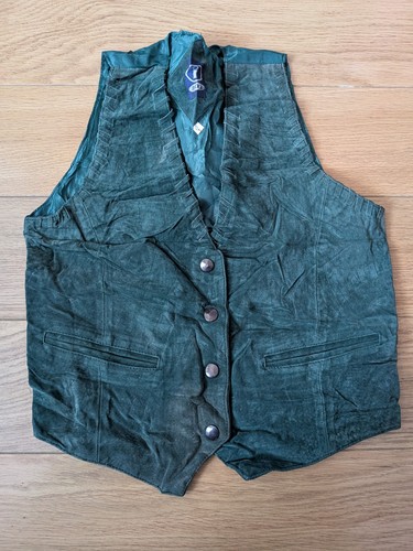 Vintage green suede leather - green,