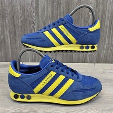 Adidas LA Trainer Size UK 7  Royal Blue Bright Yellow Stripes Suede Trainers 