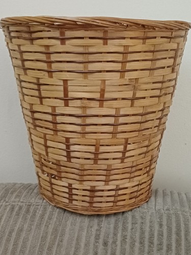 Vintage wicker bin brown woven - vintage,