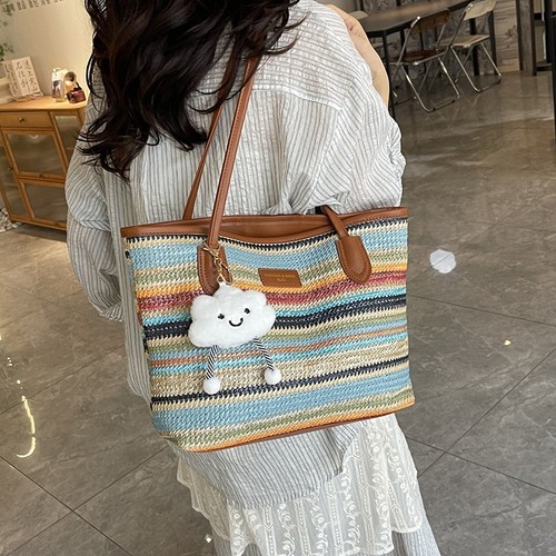 Straw tote bag - straw, woven