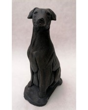 Vintage Stone Greyhound Whippet Lurcher Dog Figurine Sitting 21.5cm Tall