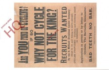 Picture Postcard:-WW1 POSTER, CYCLIST RECRUITMENT [IMPERIAL WAR MUSEUM]