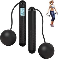 Ropeless Skipping Rope, Smart Digital Gravity Ball Jump Rope without Rope Black