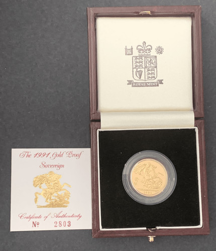 1991 proof full gold sovereign - proof,
