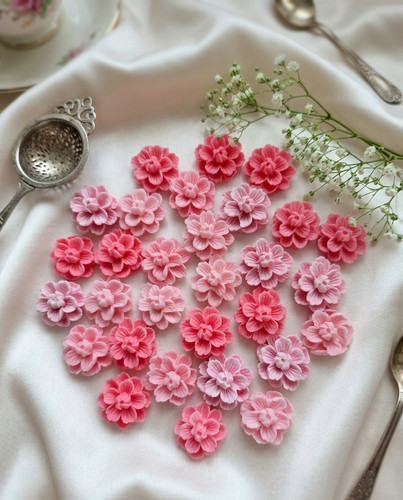 Edible pink sugar flowers - edible,