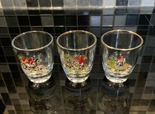 Vintage Gold Rimmed Shot Glasses Hunting Themed Motifs Set Of 3