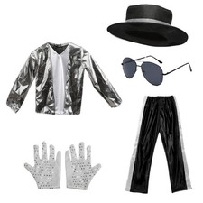 Kids Boys Michael Jackson Superstar Cosplay Costume Halloween Party Outfits