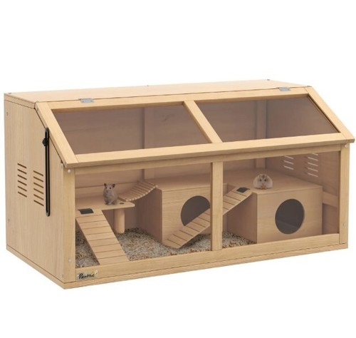 Pawhut wooden hamster cage - pawhut,