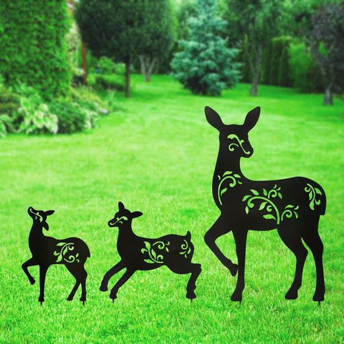 Deer metal garden stakes - metal,