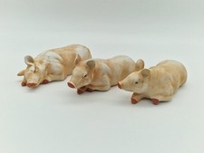 Set of 3 Vintage Ceramic Laying Pig Ornaments
