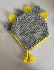 Boys Dinosaur Knitted Hat Grey