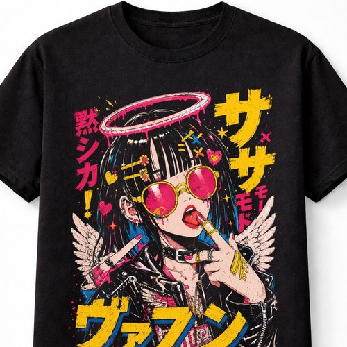 Anime goth angel girl graphic - anime,