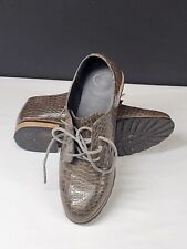 Fabs Brown Crocodile Patterns Women's Oxford Lace Up Shoes Office Work EU 37