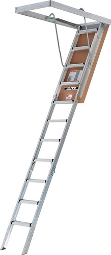 Foot aluminium attic ladder - aluminium,