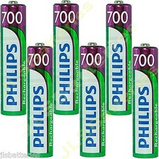 6 x AAA Rechargeable batteries  700mAh NiMh  Philips SBC HB 700L Head phones