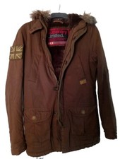 Superdry Limited Hooded Brown Parka Coat for Women Size L in Cotton Blend