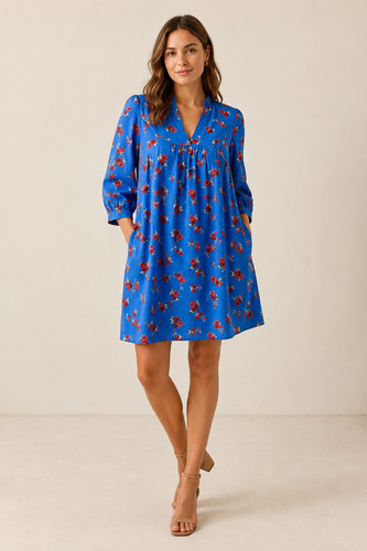 Zara blue red floral mini - blue,