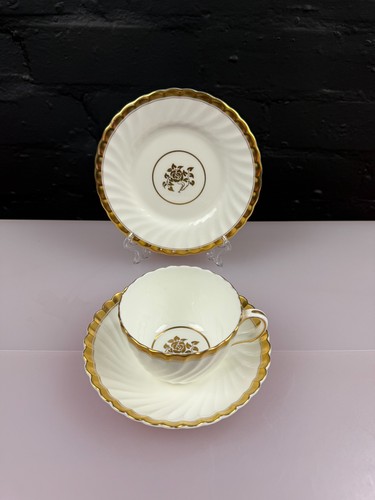 Minton gold rose tea trio - tea,