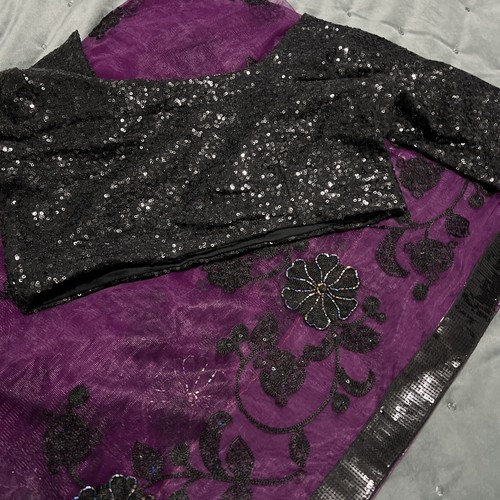 Purple net saree - sari, dress