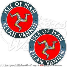 ISOLA di Man ELLAN VANNIN TT Corse UK Adesivi in Vinile 75mm (3") Stickers x2