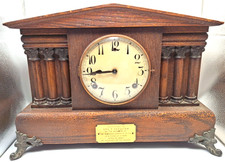 Antique Wooden WML Gilbert Clock Normandy Chimes Wind Up J1876