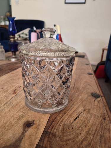 Cut glass biscuit sweet jar - glass,