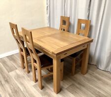 Oak Furniture Land Solid Oak Extendable Dining Table 4 Solid Oak Chairs Leather!