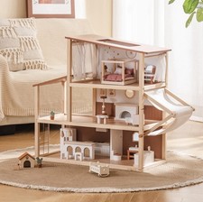 Wooden Dolls House with 37 pcs